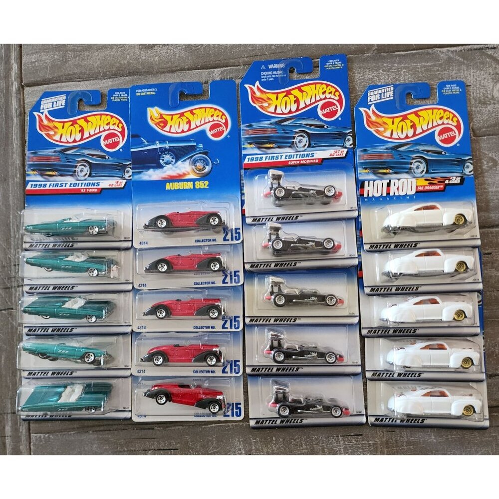 Hot Wheels Lot of 20 Die-cast cars Auburn 63 T-Bird Tail Dragger Super Modified